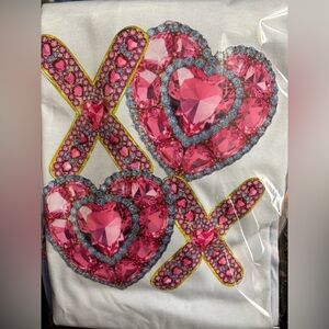NEW XXXL Light Blue Tee with Pink Gem Heart XO Design